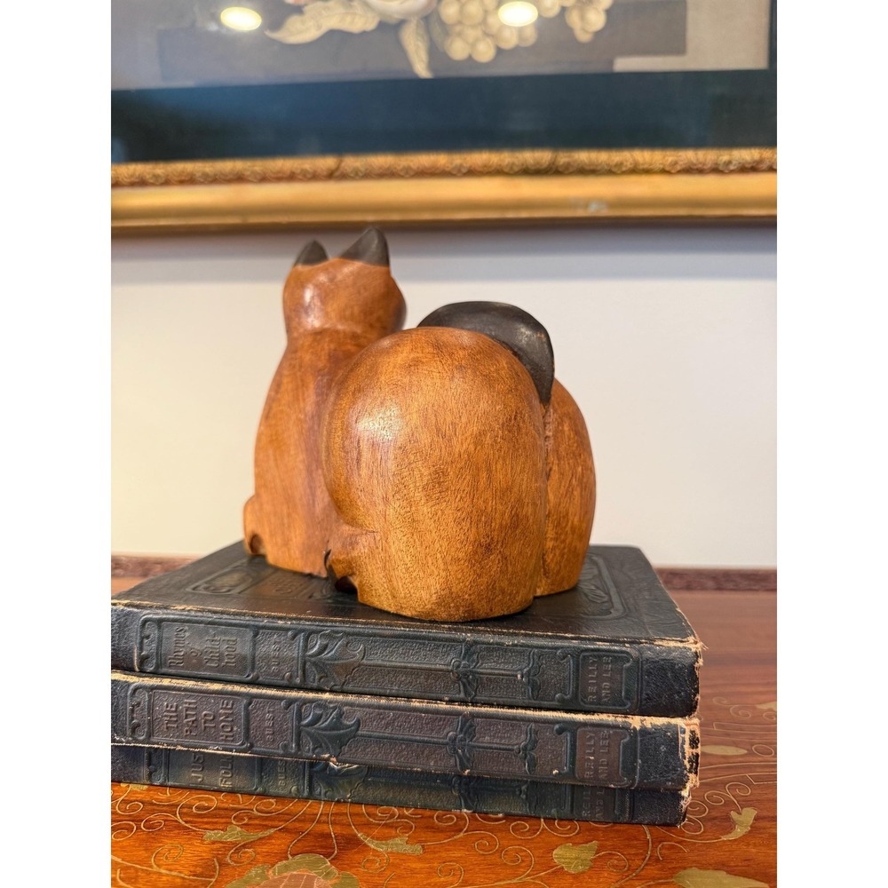 Vintage Hand Carved Wooden Cat Folk Art Sculpture - Picture 10 of 17